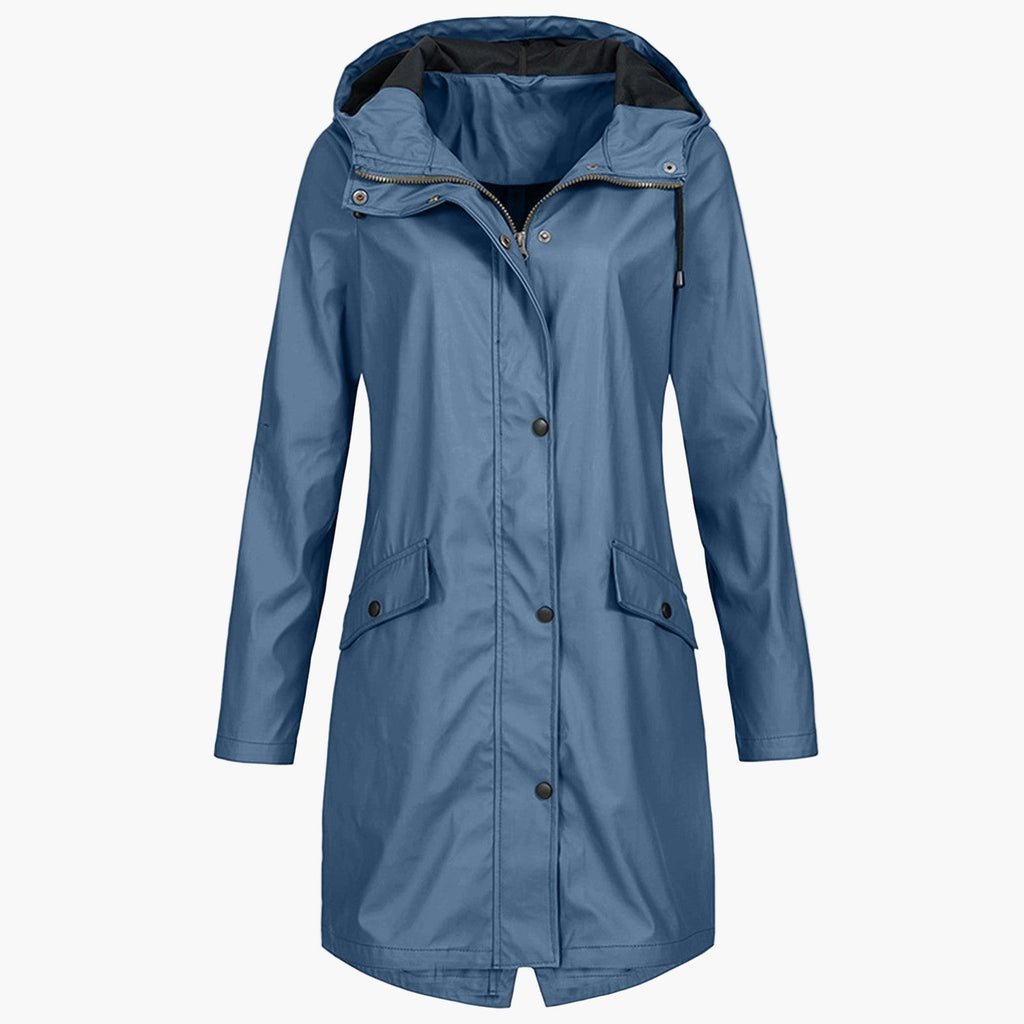 Navy Blue Hooded Raincoat