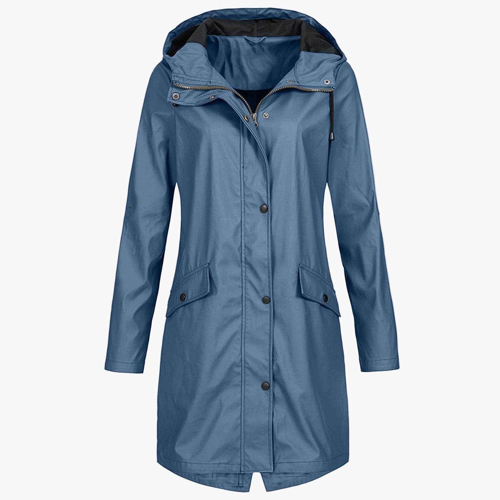 Navy Blue Hooded Raincoat