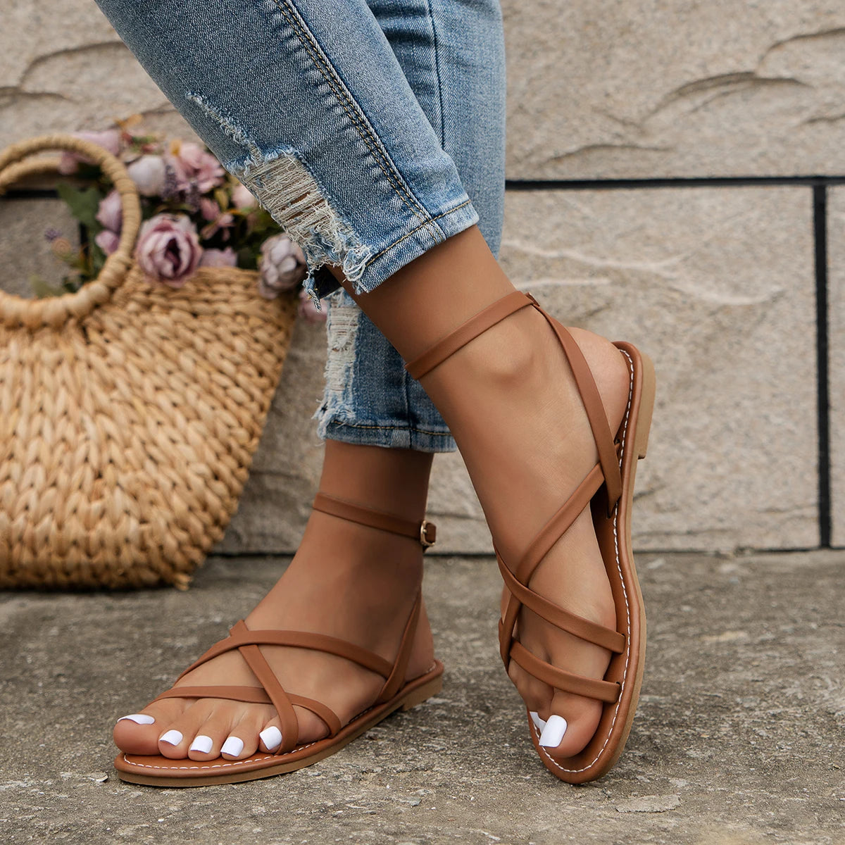 Layla | Criss-Cross Flat Sandals