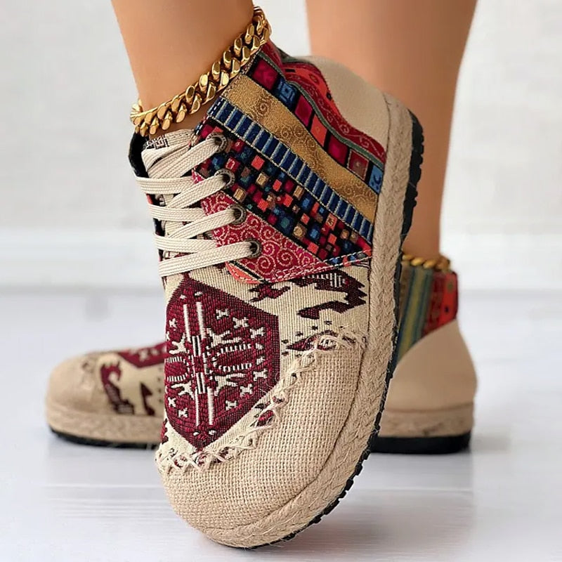 Red boho patterned high-top Sneakers