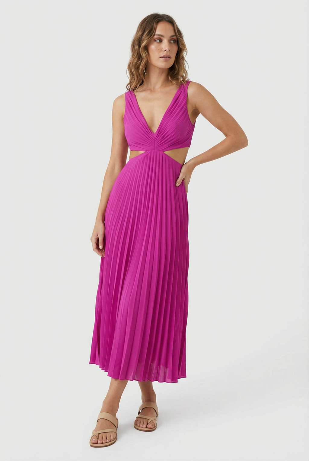 Women's Elegant Pleated Maxi Dress