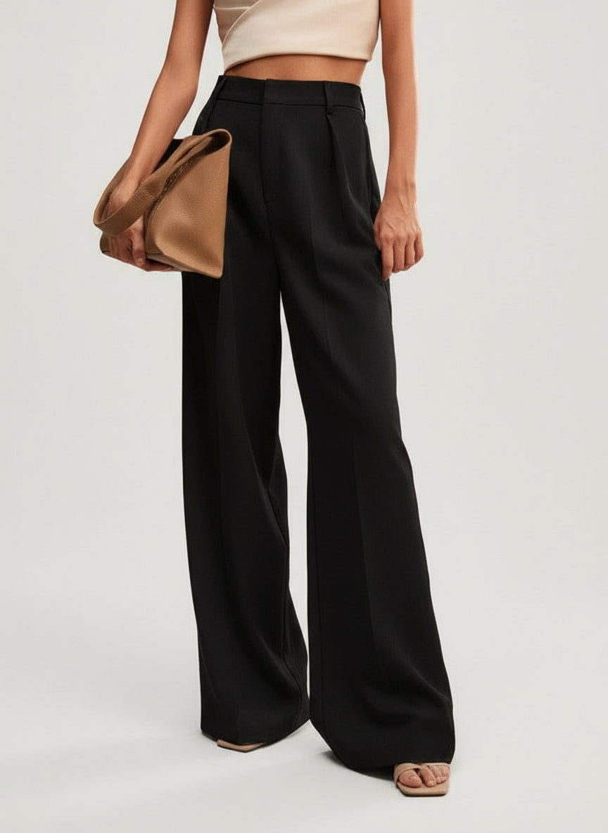 High Waist Wide Leg Tailored Pants Summer