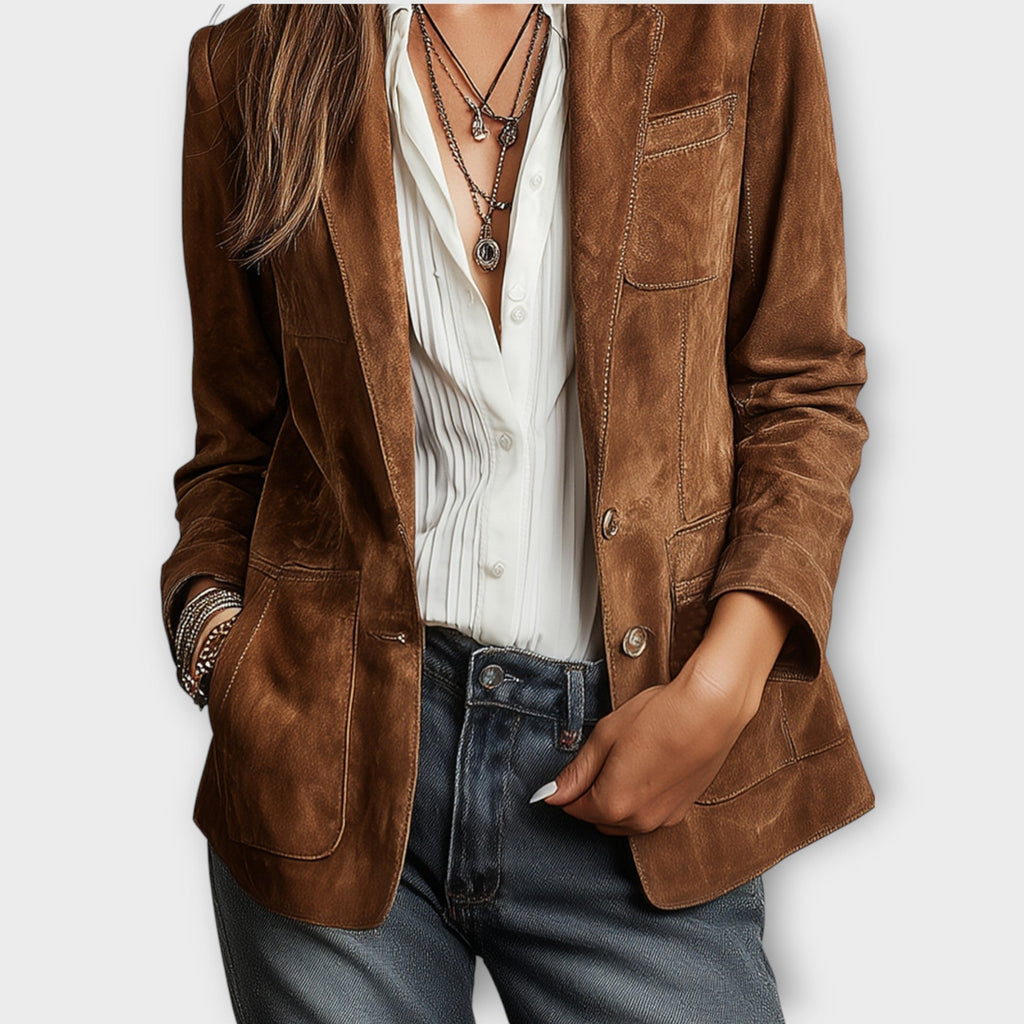 Vintage Suede-Look Blazer