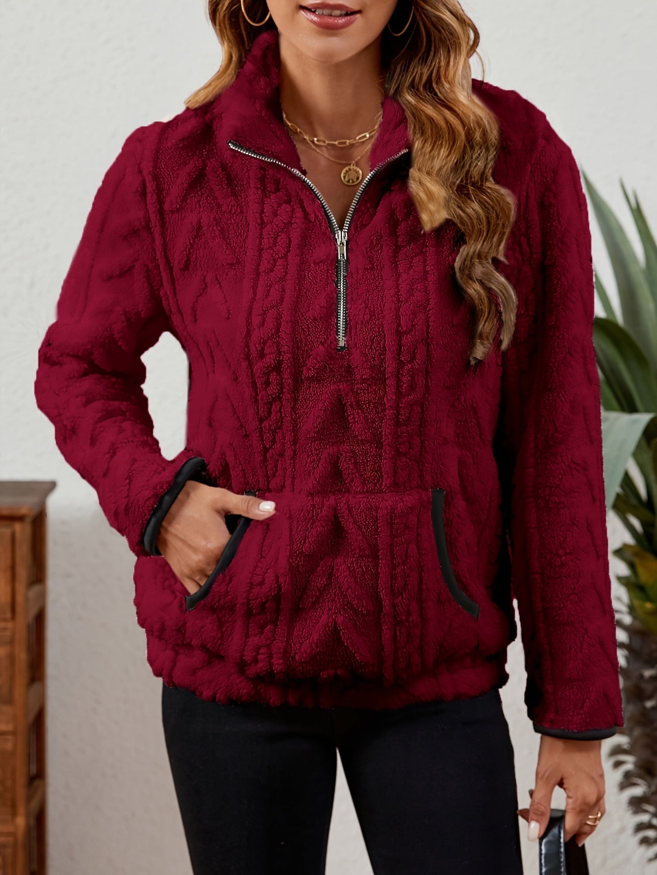Burgundy Half-zip Sweater