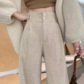 Khaki high-waisted wide-leg Pants, front view
