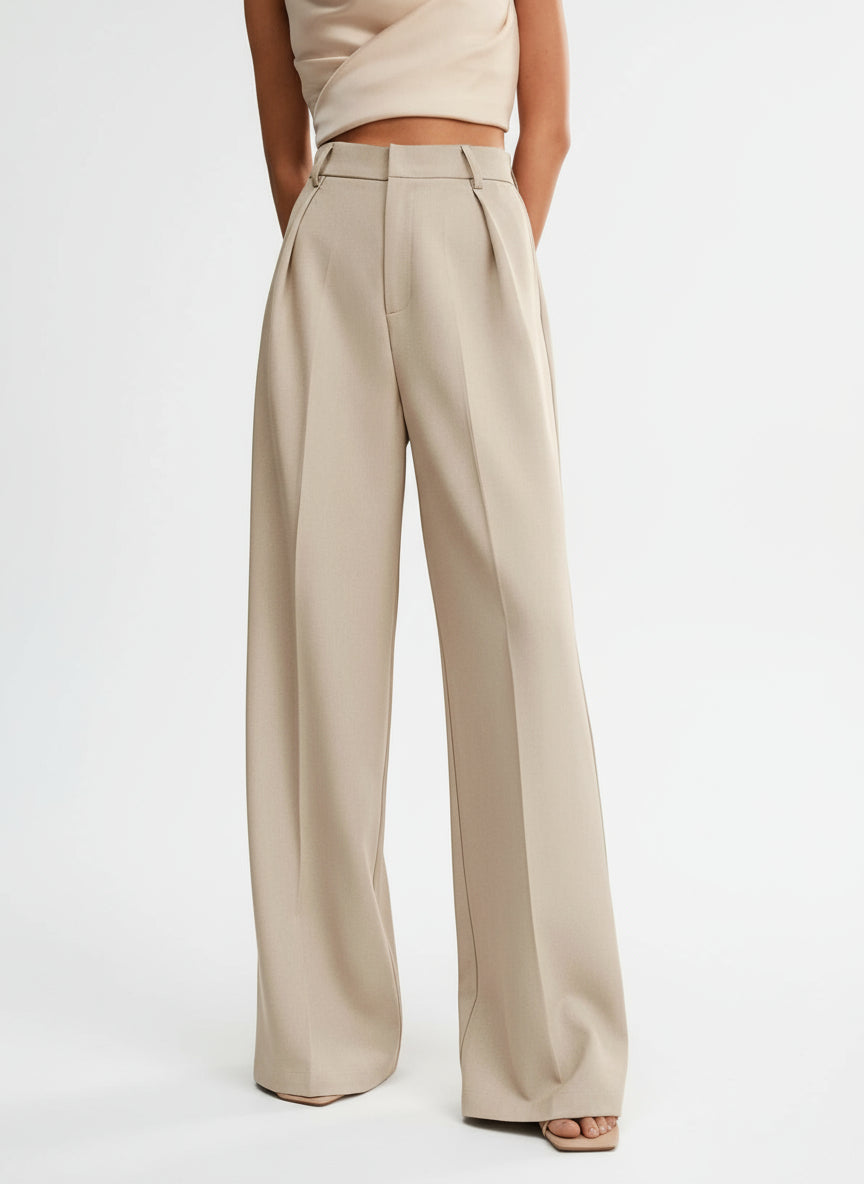 Black high waist wide leg tailored pants back view