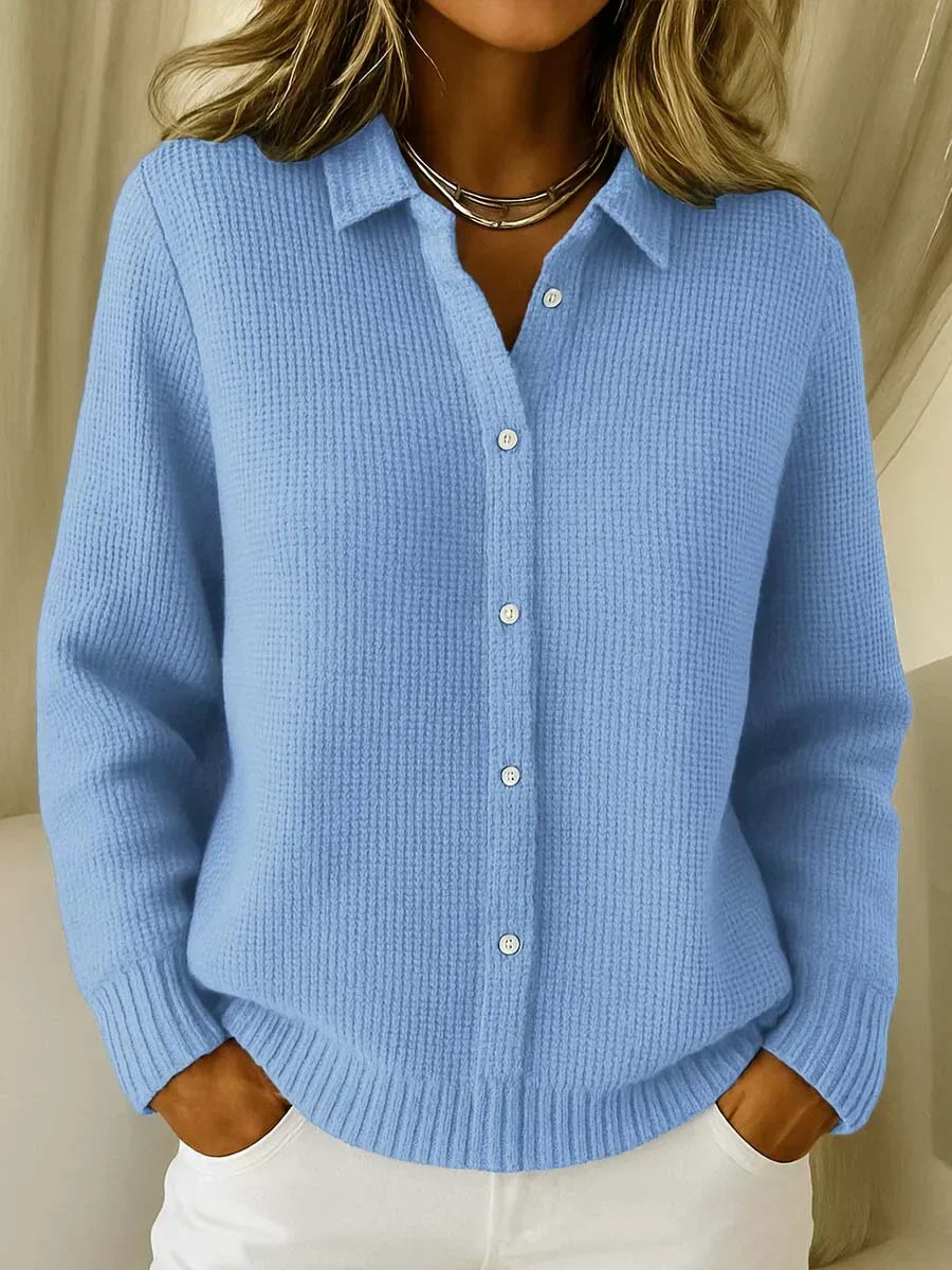 Blue Longline Knit Cardigan, front view