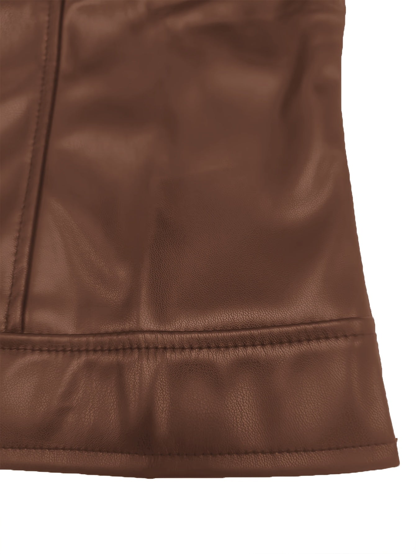 Loess Ochre faux leather cropped jacket, sleeve cuff detail