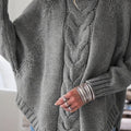 Dark Gray cable-knit high-neck sweater