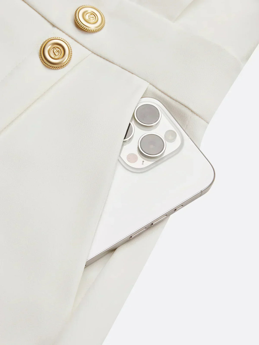 White Solid Midi Dress with Button Slit