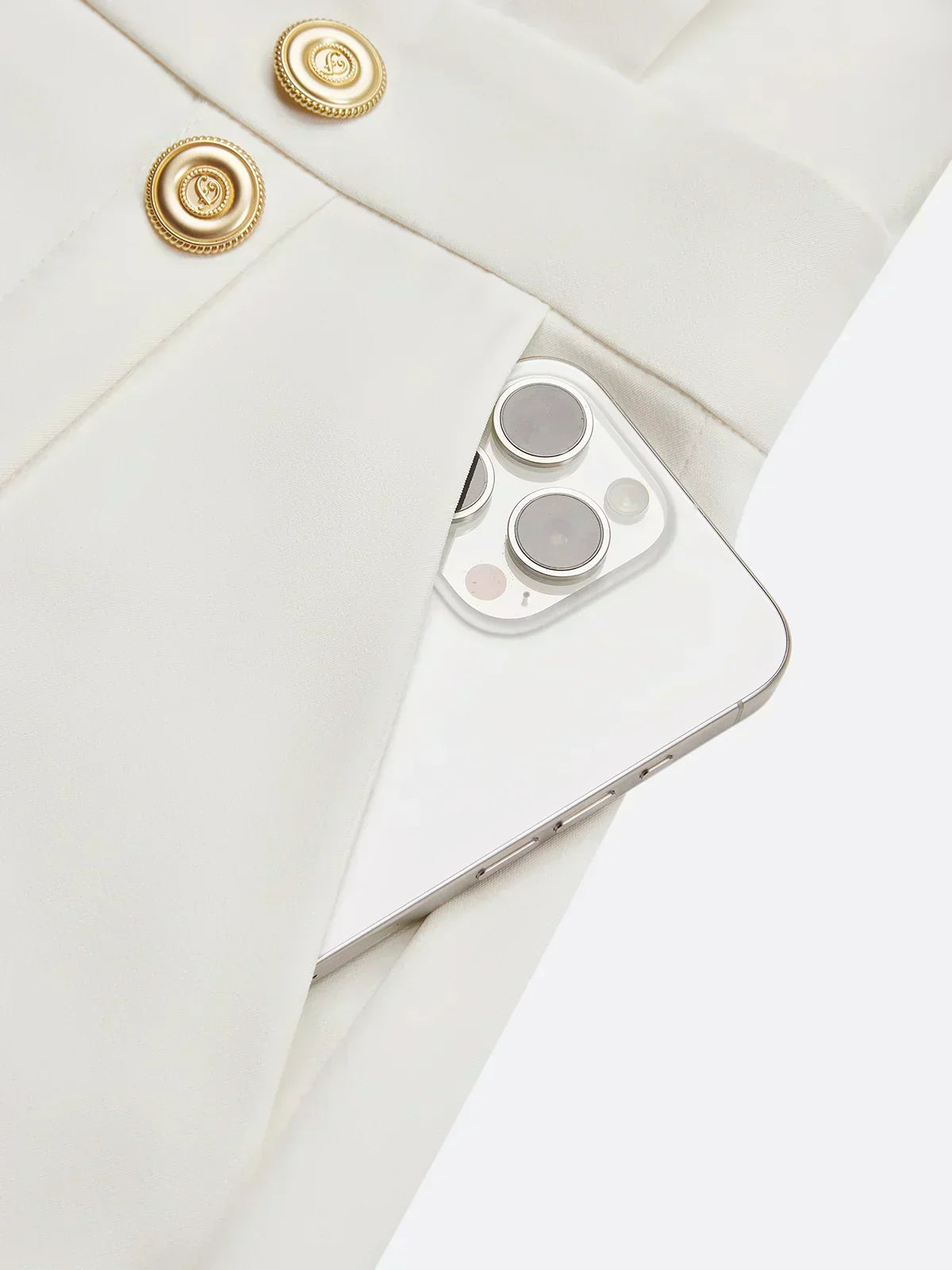 White Solid Midi Dress with Button Slit