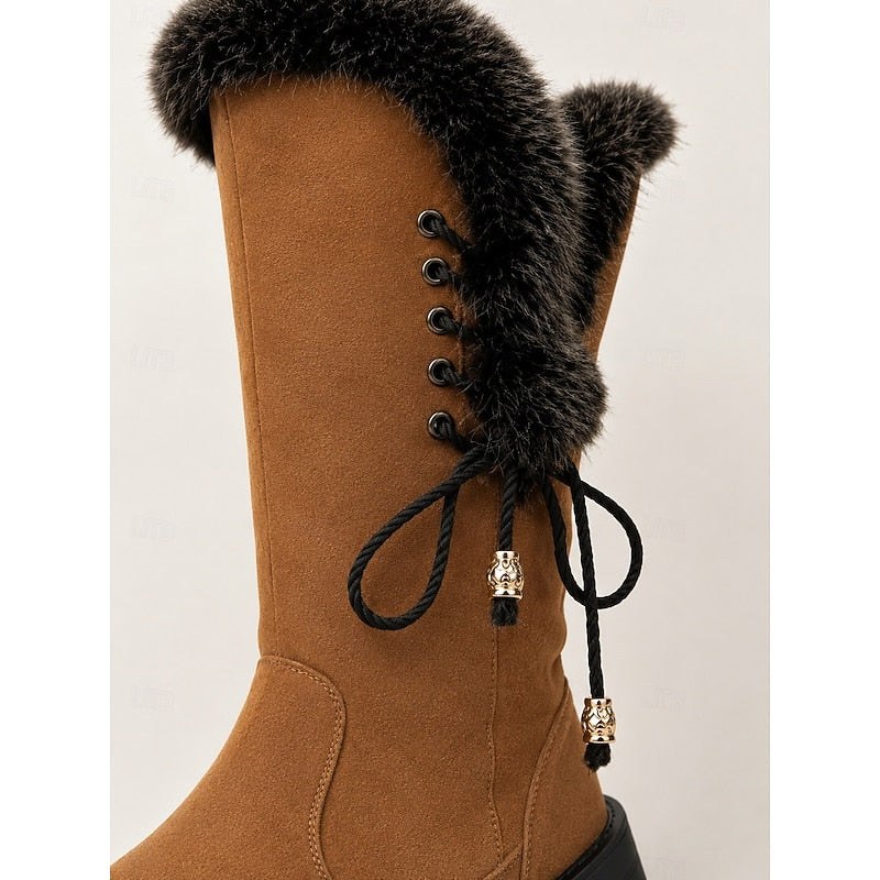 fur-trimmed knee-high winter Boots