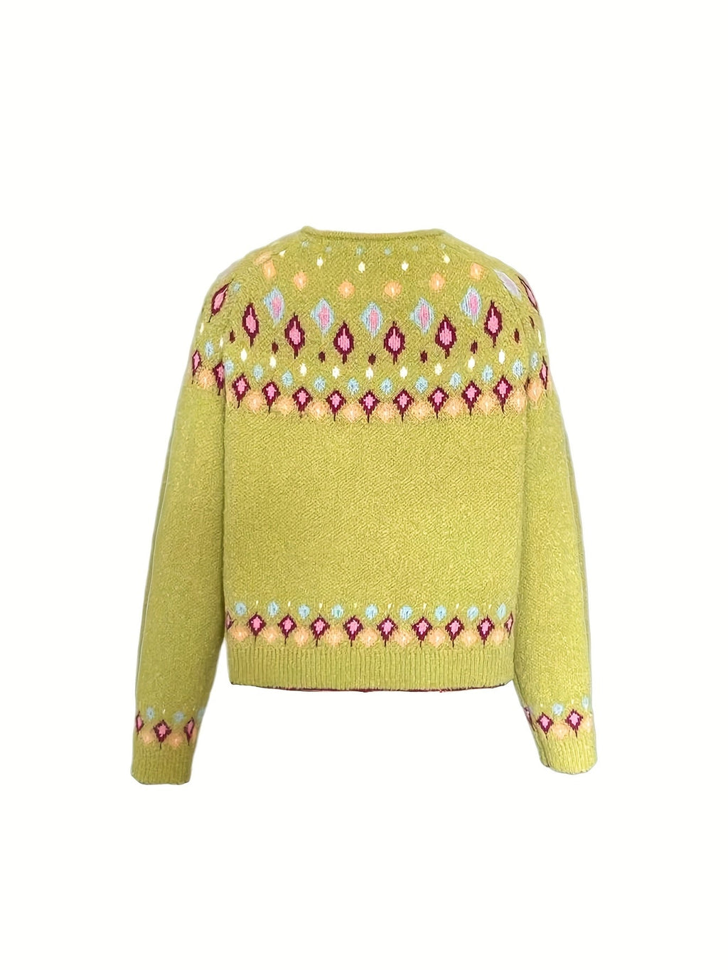 Green Nordic patterned cardigan