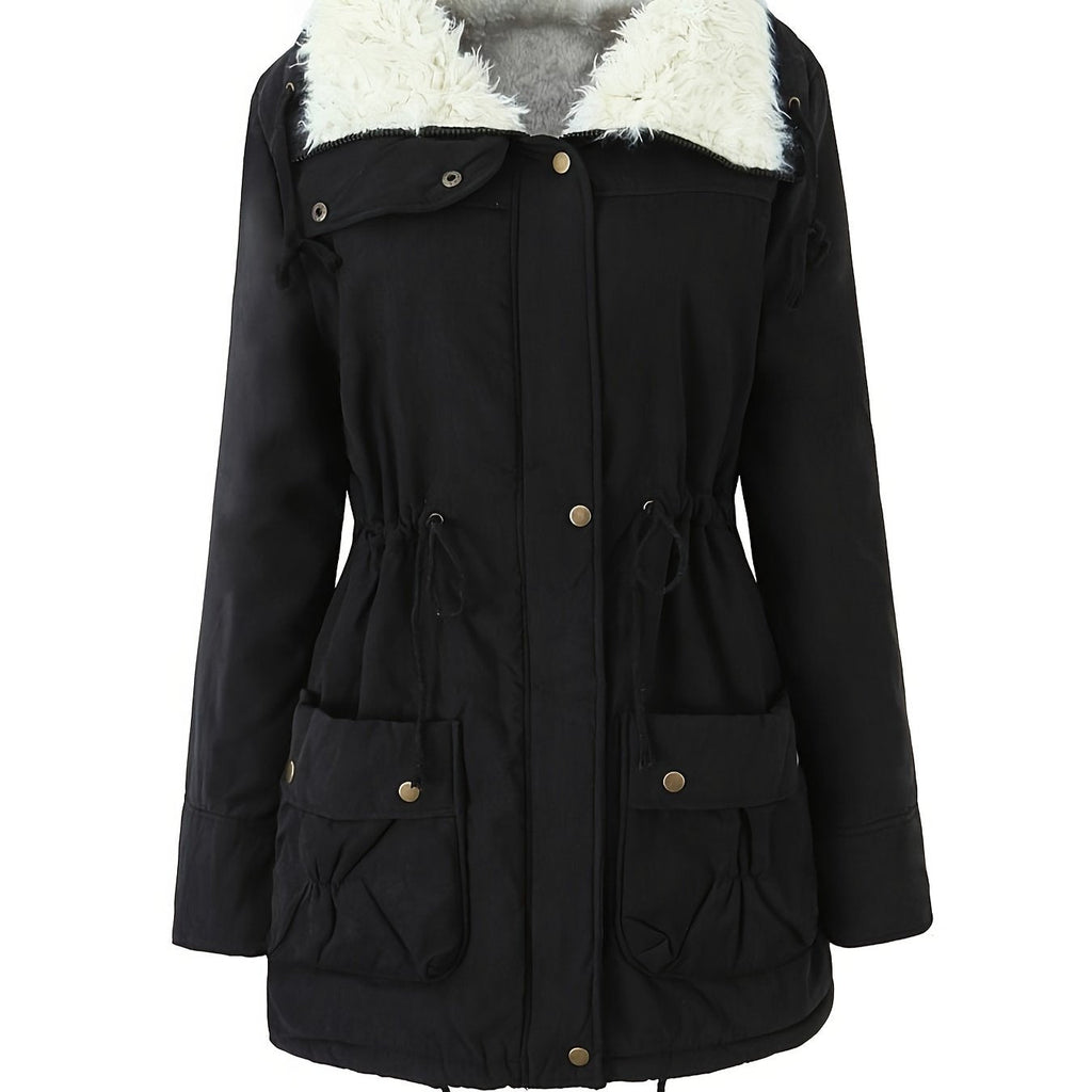 Black Hooded Coat, front view