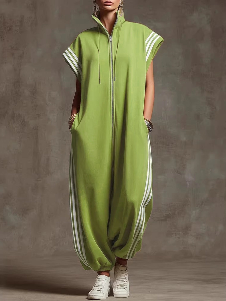 Striped Sleeveless Jumpsuit