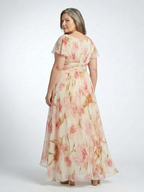 Elara - V-Neck Short Sleeve Floral Maxi Dress