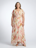 Elara - V-Neck Short Sleeve Floral Maxi Dress