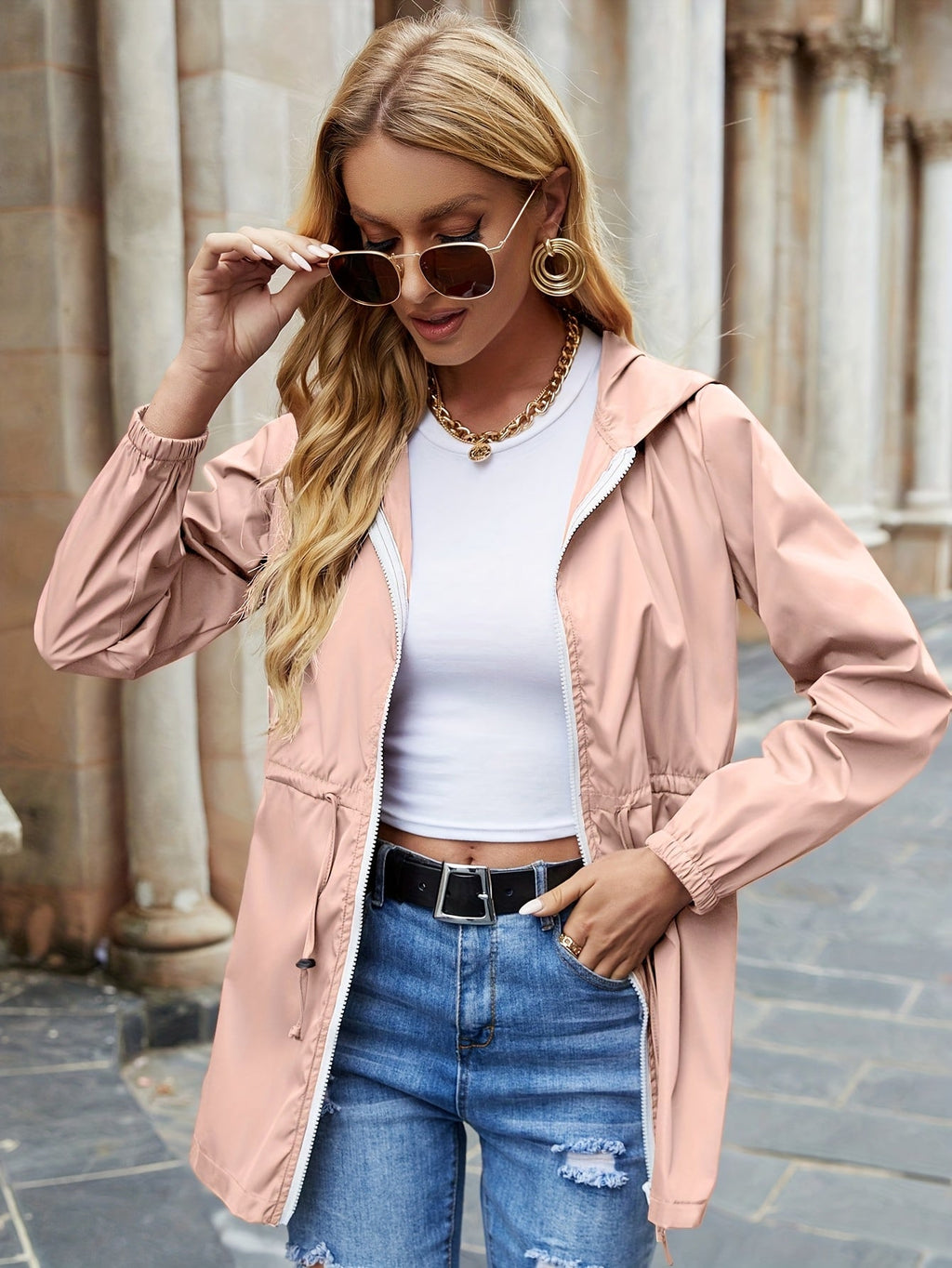 Black Hooded Zip Jacket