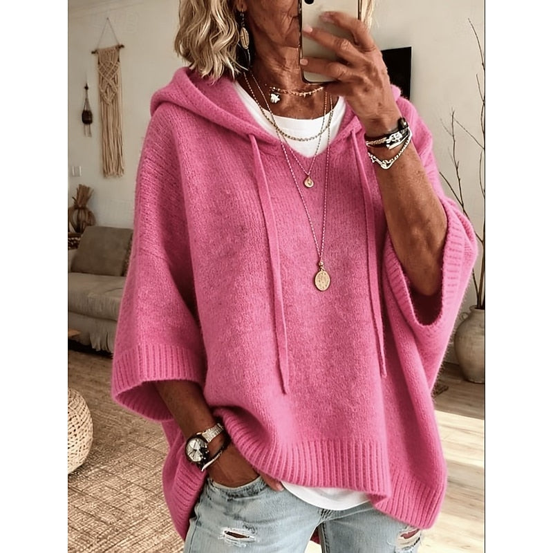 Blue Relaxed Hooded Sweater