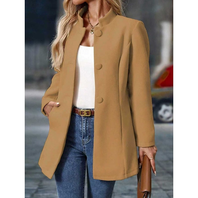 Yellow Stand-Collar Coat