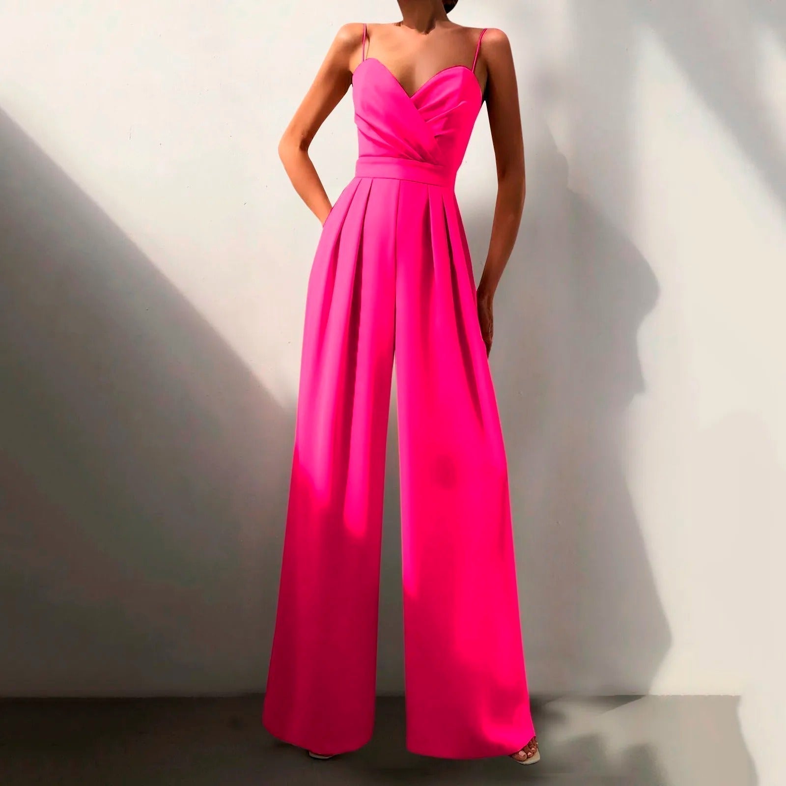 Black Sweetheart Neckline Wide Leg Jumpsuit