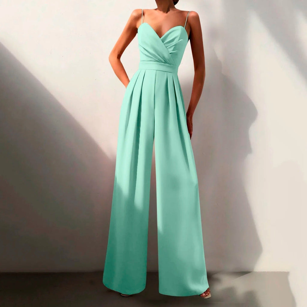 Black Sweetheart Neckline Wide Leg Jumpsuit