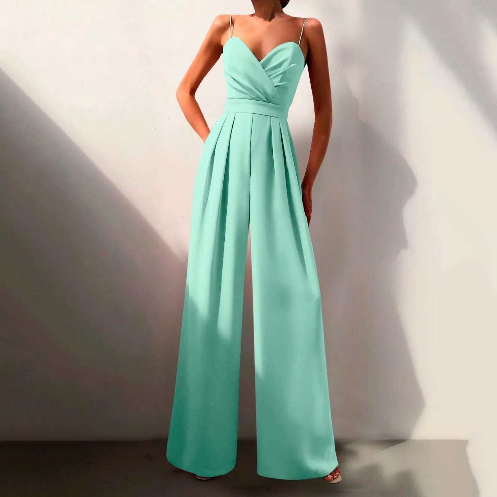 Black Sweetheart Neckline Wide Leg Jumpsuit