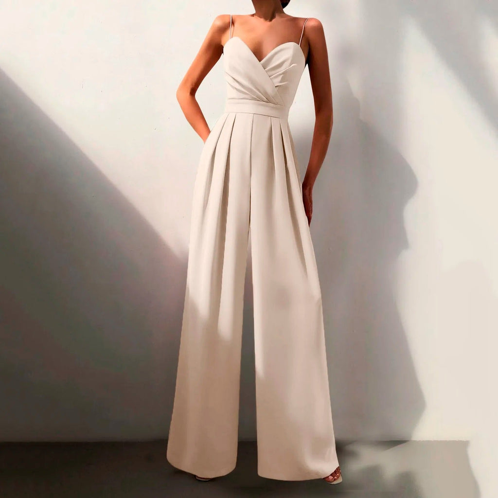 Black Sweetheart Neckline Wide Leg Jumpsuit
