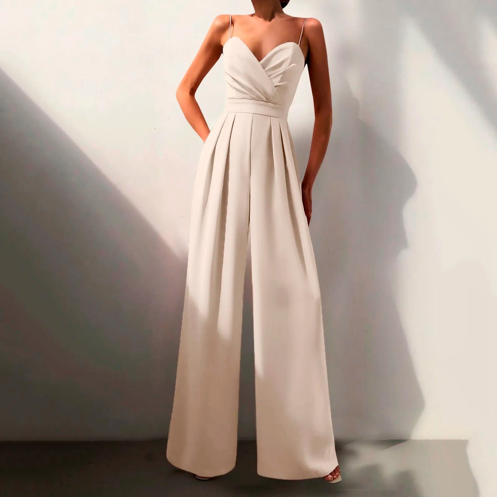 Black Sweetheart Neckline Wide Leg Jumpsuit