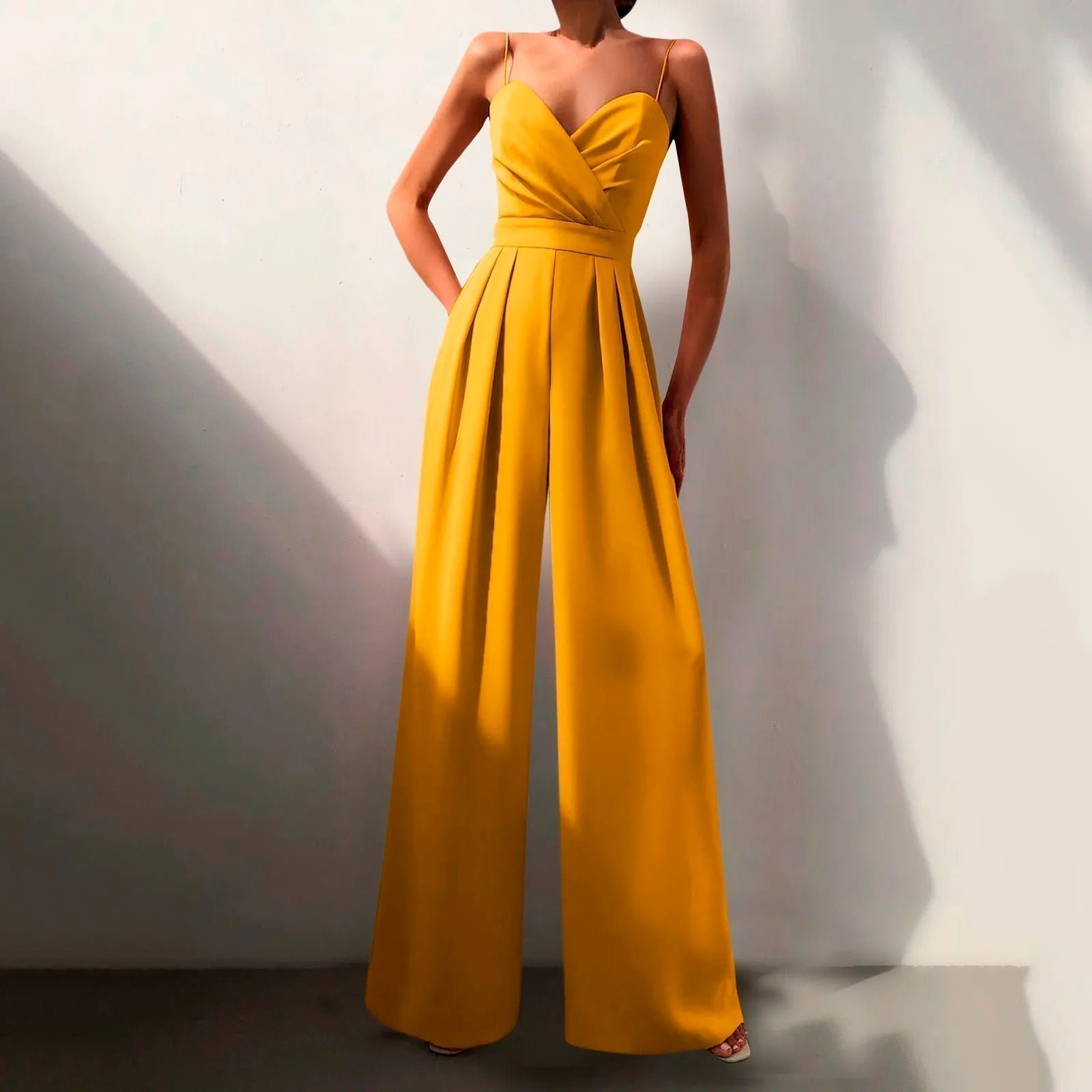 Black Sweetheart Neckline Wide Leg Jumpsuit