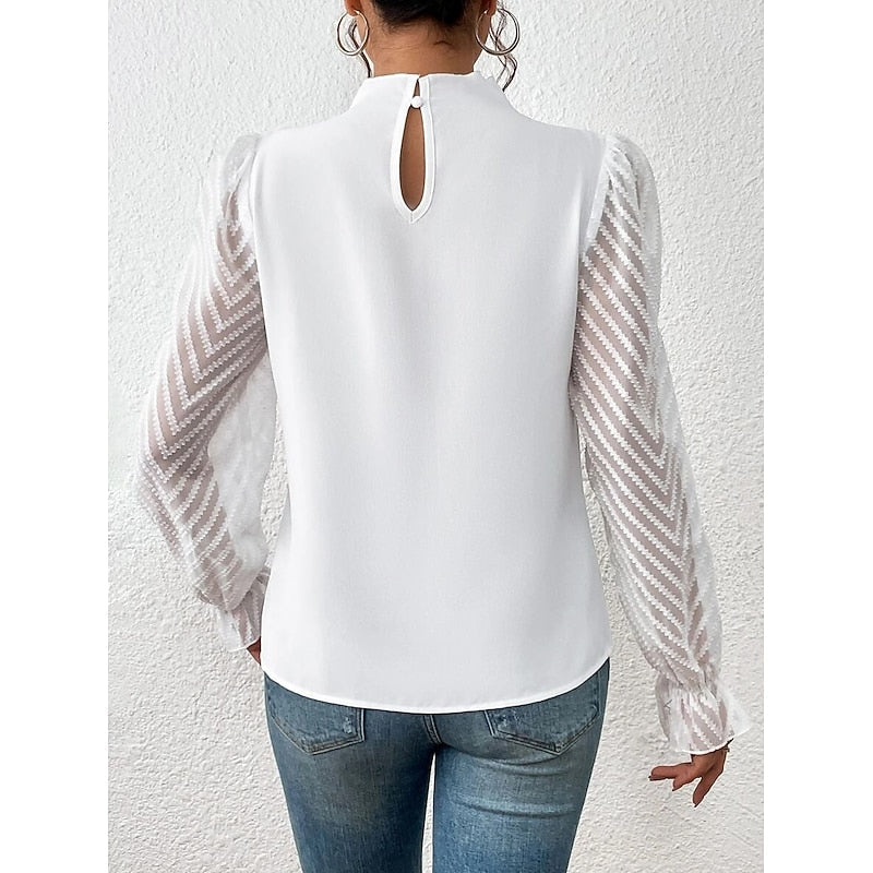 Black High-Neck Pleated Blouse