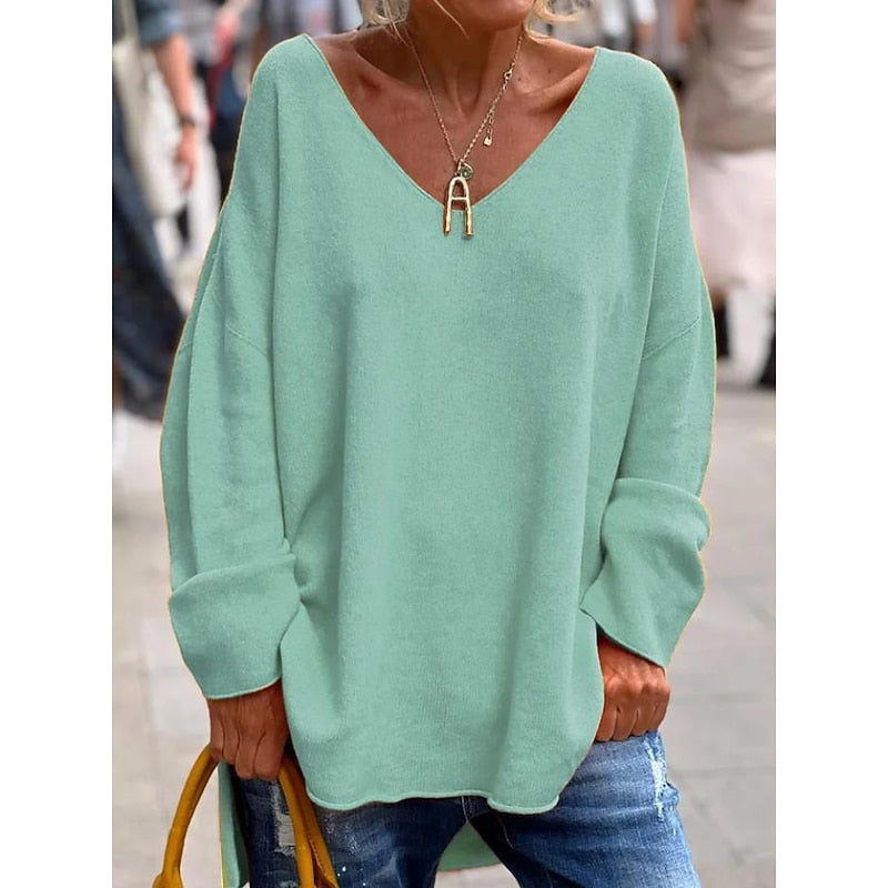 Orange relaxed V-neck pullover