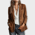 Brown Vintage Suede-Look Blazer, front view