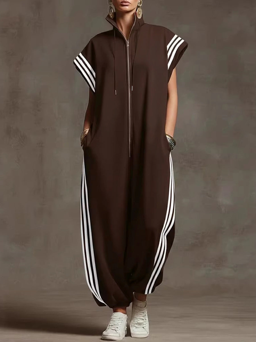 Striped Sleeveless Jumpsuit