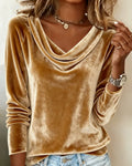 Gold Long Sleeve Velvet Blouse