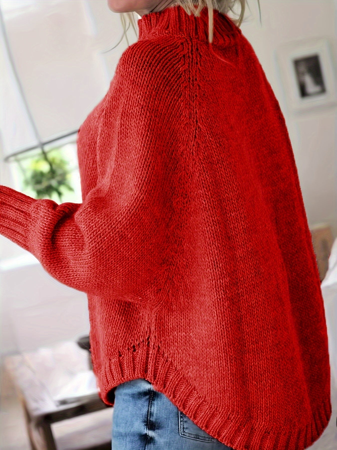 Dark Gray cable-knit high-neck sweater