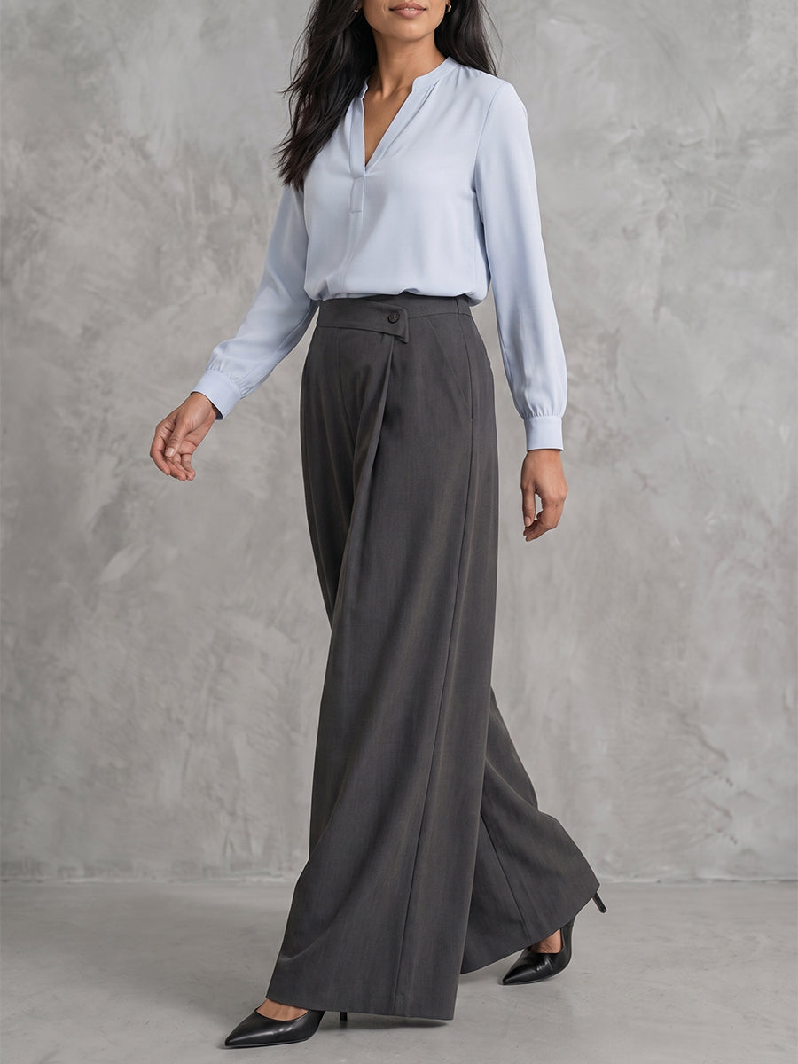 Dark Gray pleated wide-leg Pants