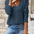 Navy V-neck Sweater, front view