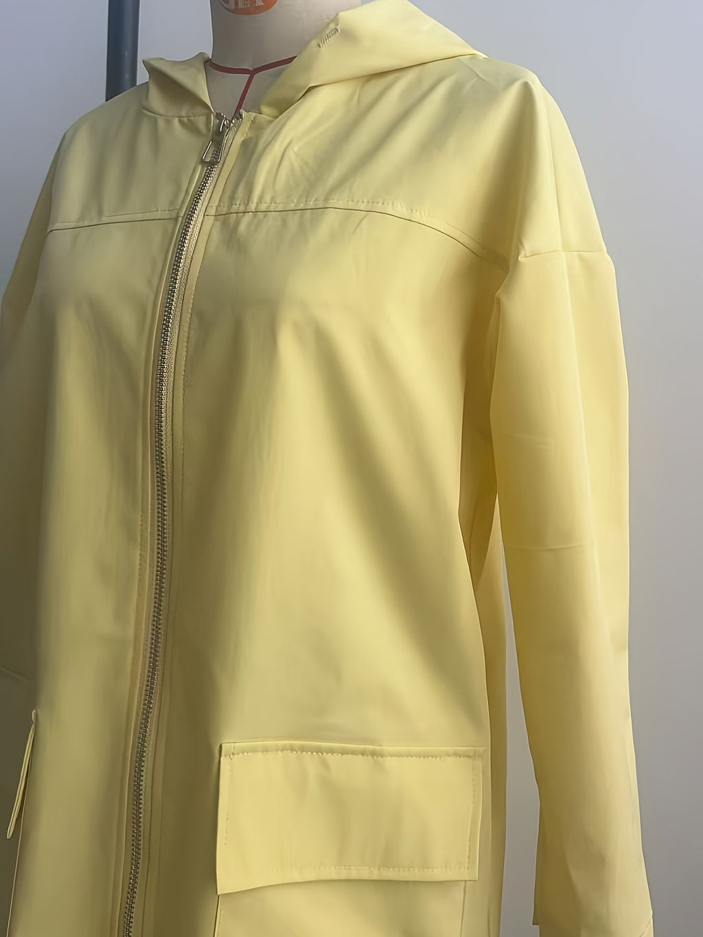 Beige Hooded Jacket, detail view