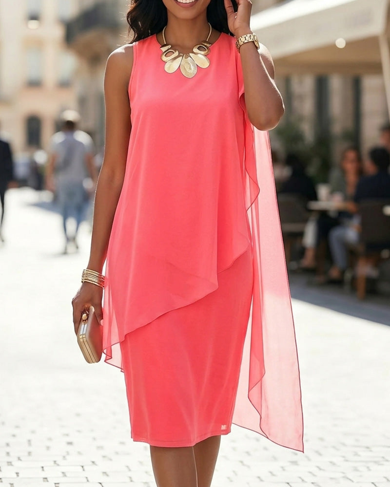 Women's Flowy Mini Dress Round Neck | Senselle