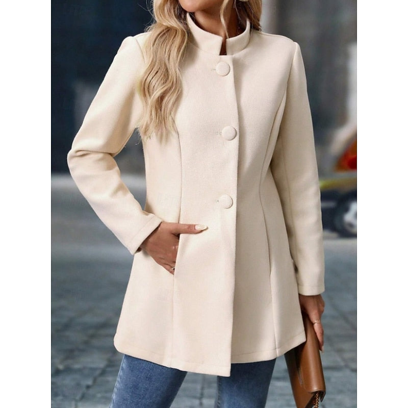 Apricot Stand-Collar Coat