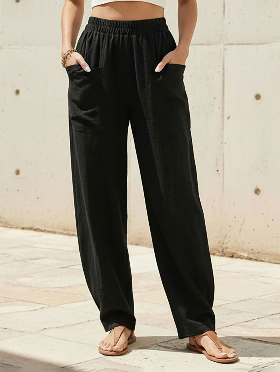 Gray loose fit elastic-waist Pants