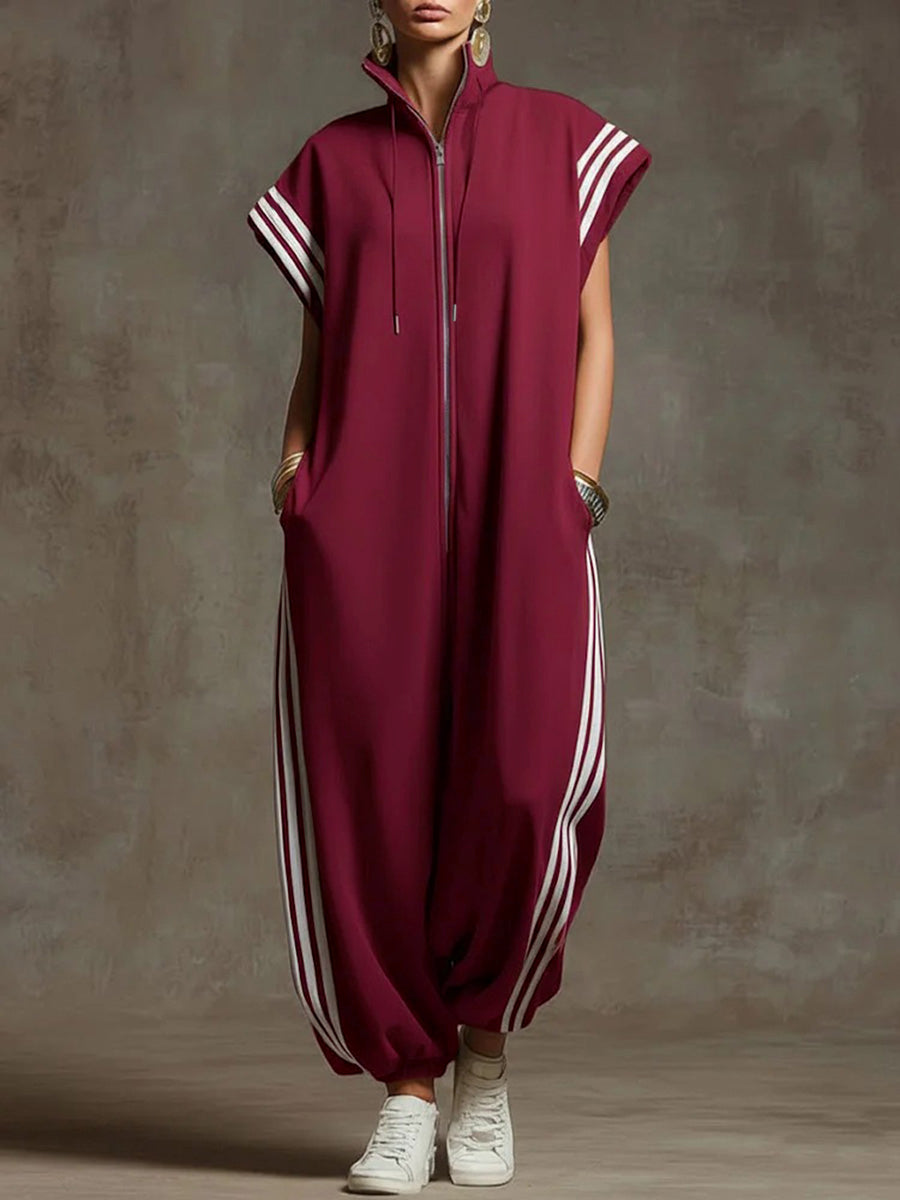 Striped Sleeveless Jumpsuit