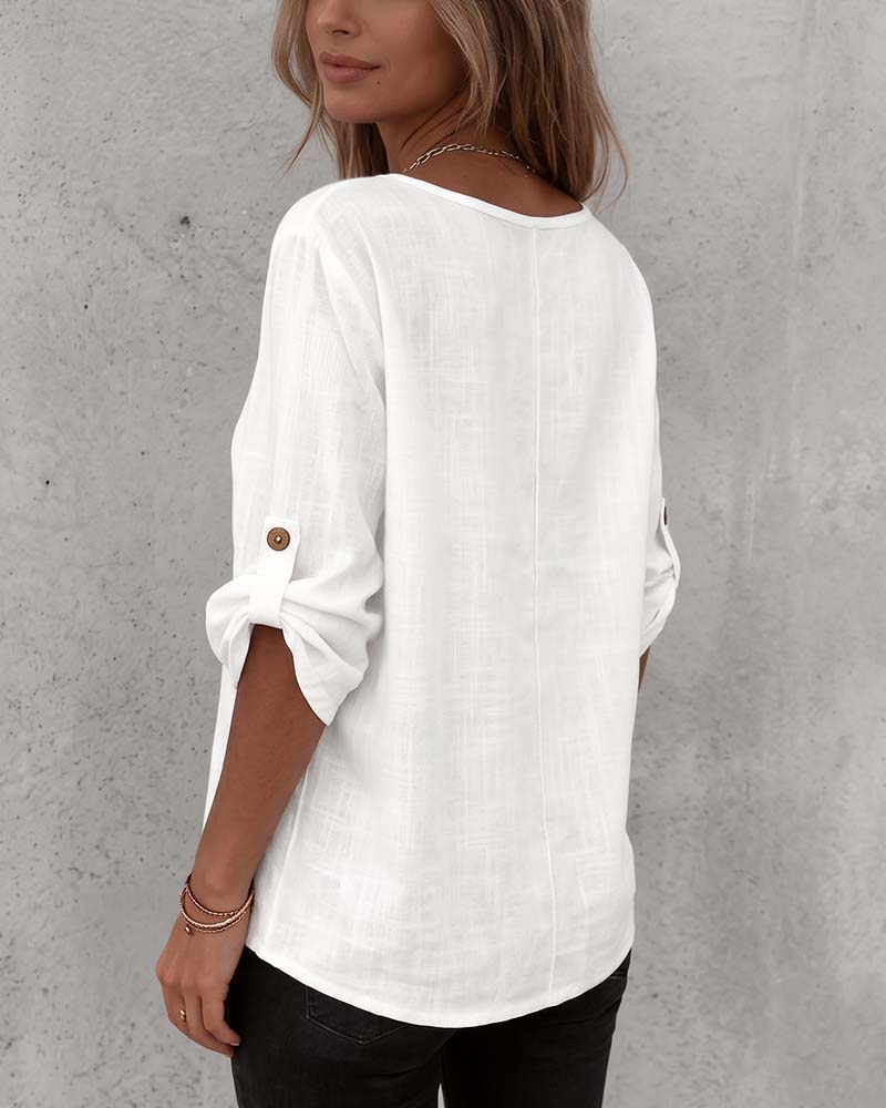 Casual Summer Button Blouse Cotton Blend | Senselle