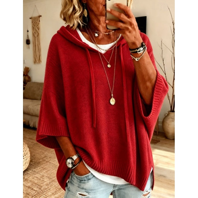 Blue Relaxed Hooded Sweater