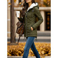 Army Green Hooded Coat, front view