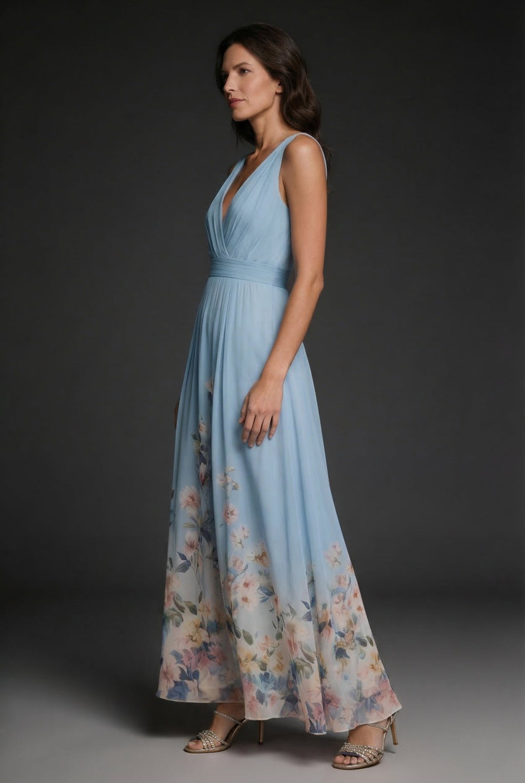 Floral V Neck Wedding Guest Maxi Dress Summer