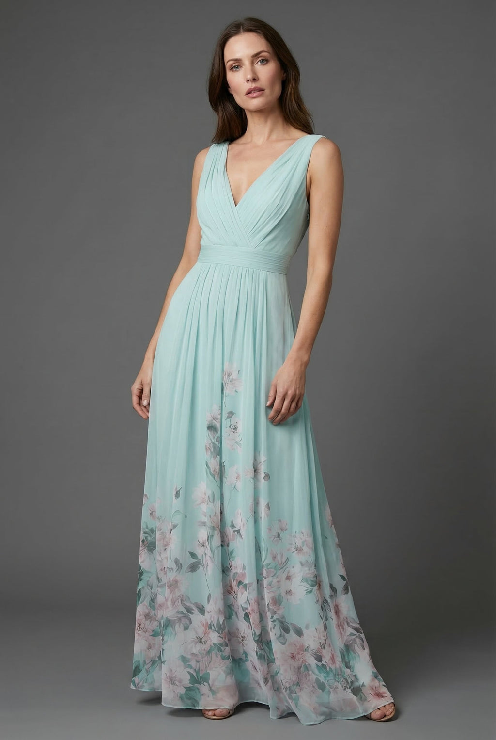Floral V Neck Wedding Guest Maxi Dress Summer