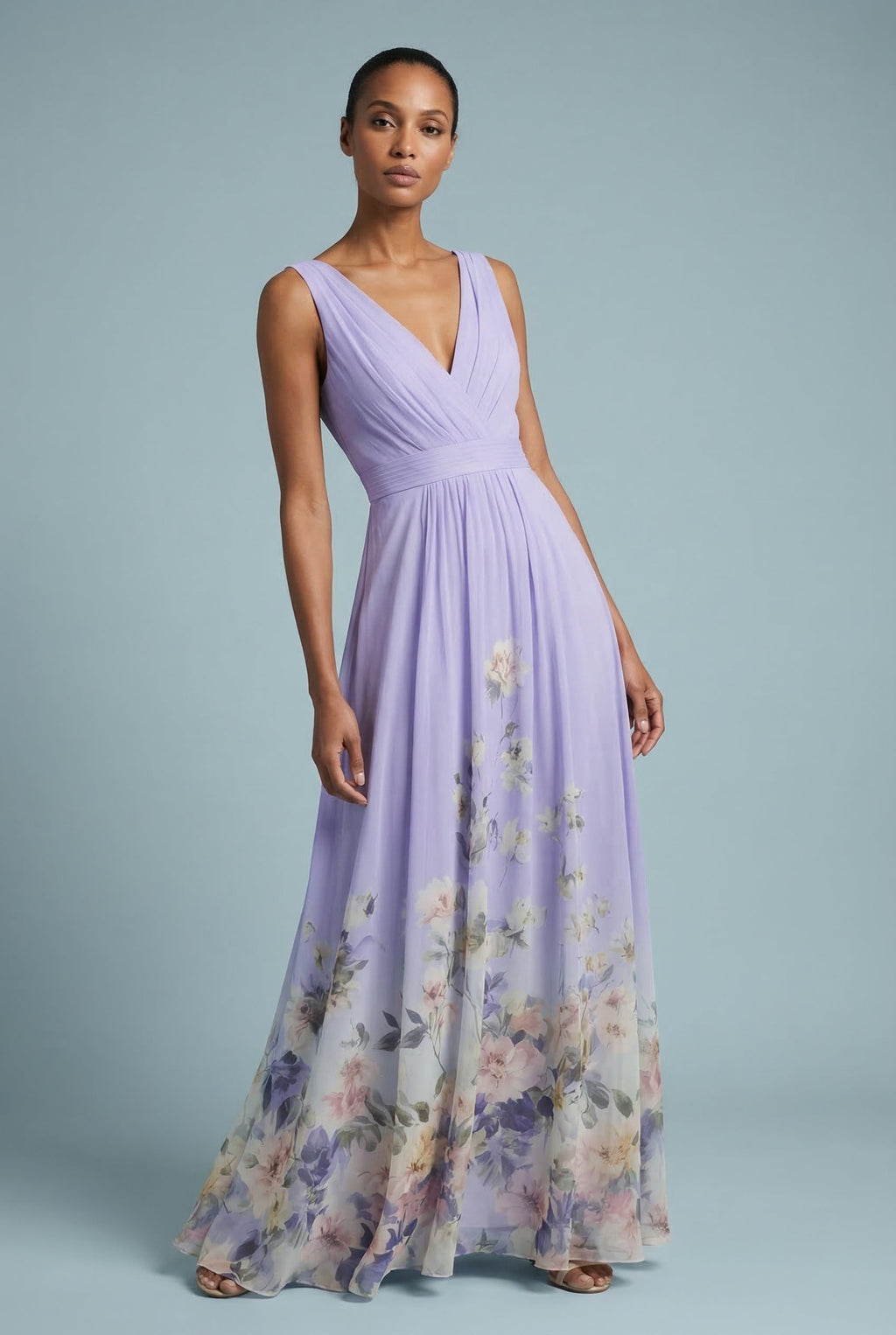 Floral V Neck Wedding Guest Maxi Dress Summer