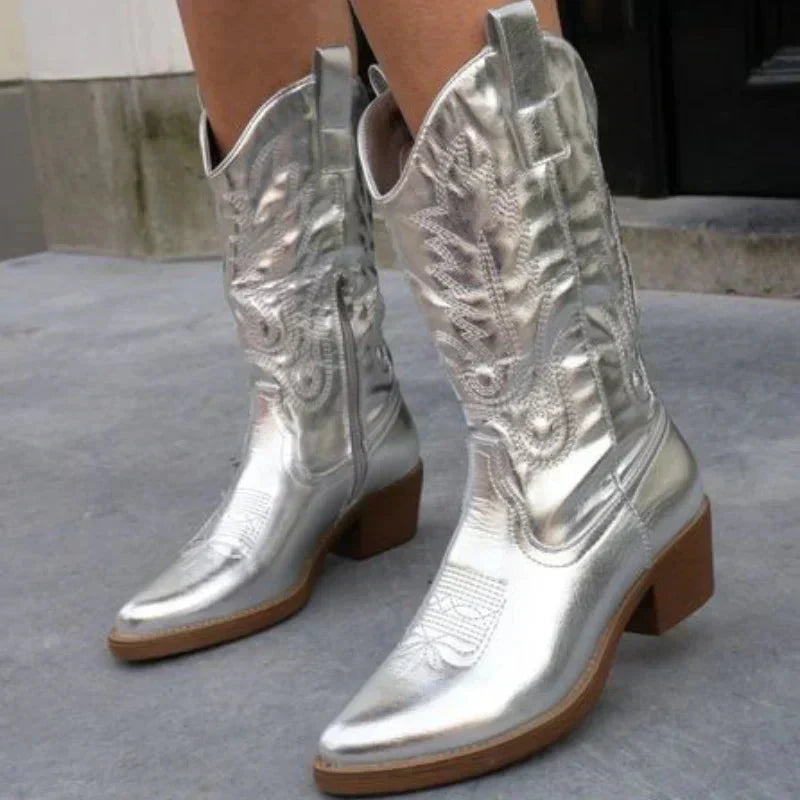 Silber metallic western cowboy Boots